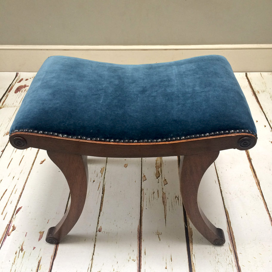 Blue Velvet Vintage Stool SOLD NapoleonRockefeller Vintage and