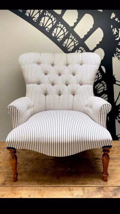 Sasha Russian Linen Striped Chair NapoleonRockefeller – Vintage
